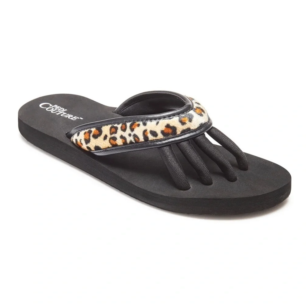 Pedi Couture leopard print pedicure sandals (S)